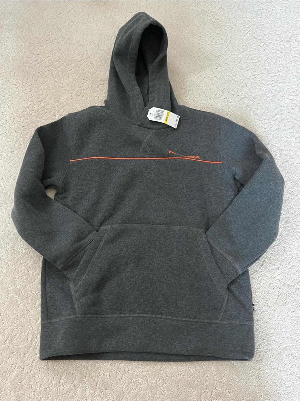 Nautica Dark Grey Hoodie Boys Size 10/12 NWT